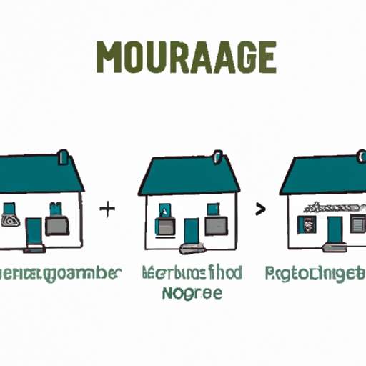 An illustration of various mortgage types, such as fixed-rate, adjustable-rate, and FHA loans